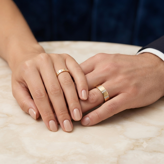 Four Squared Diamond Couple Rings