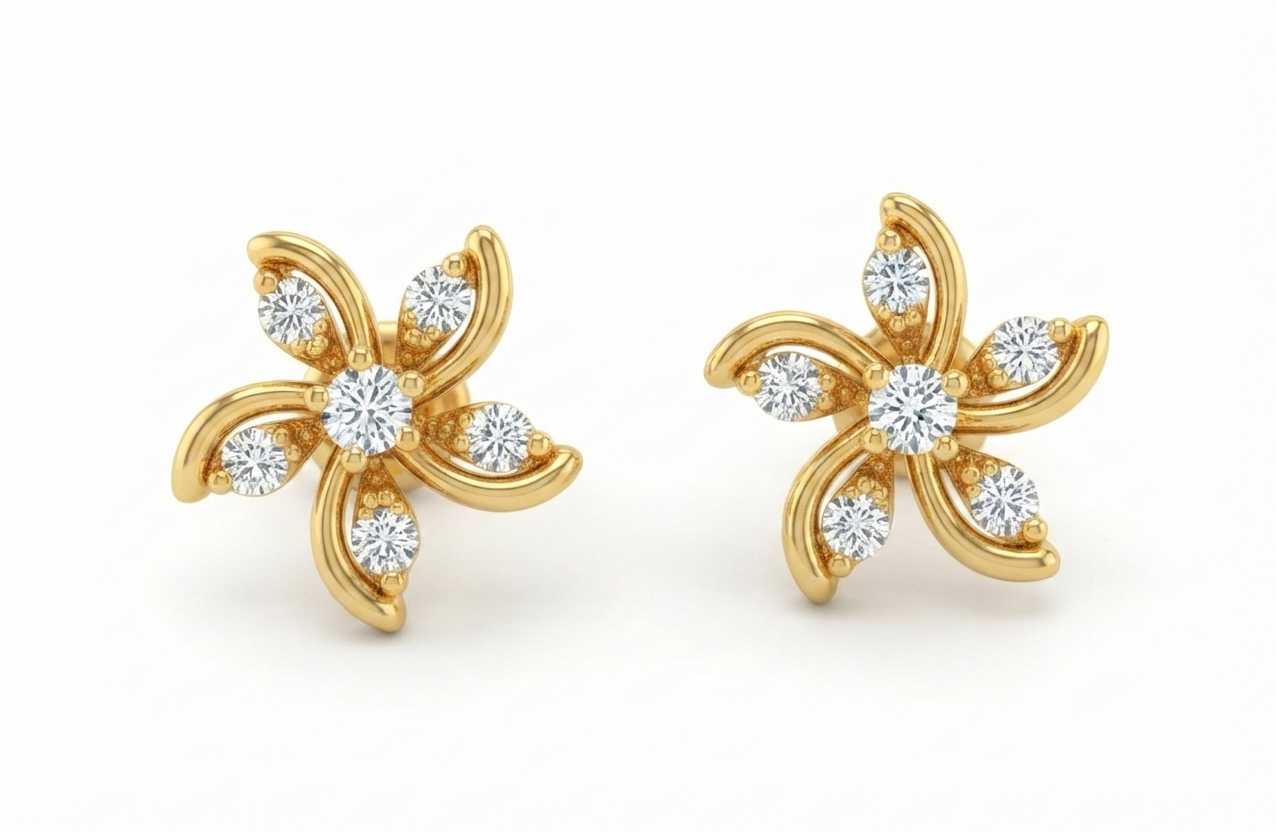 Pixie Flower Diamond Stud
