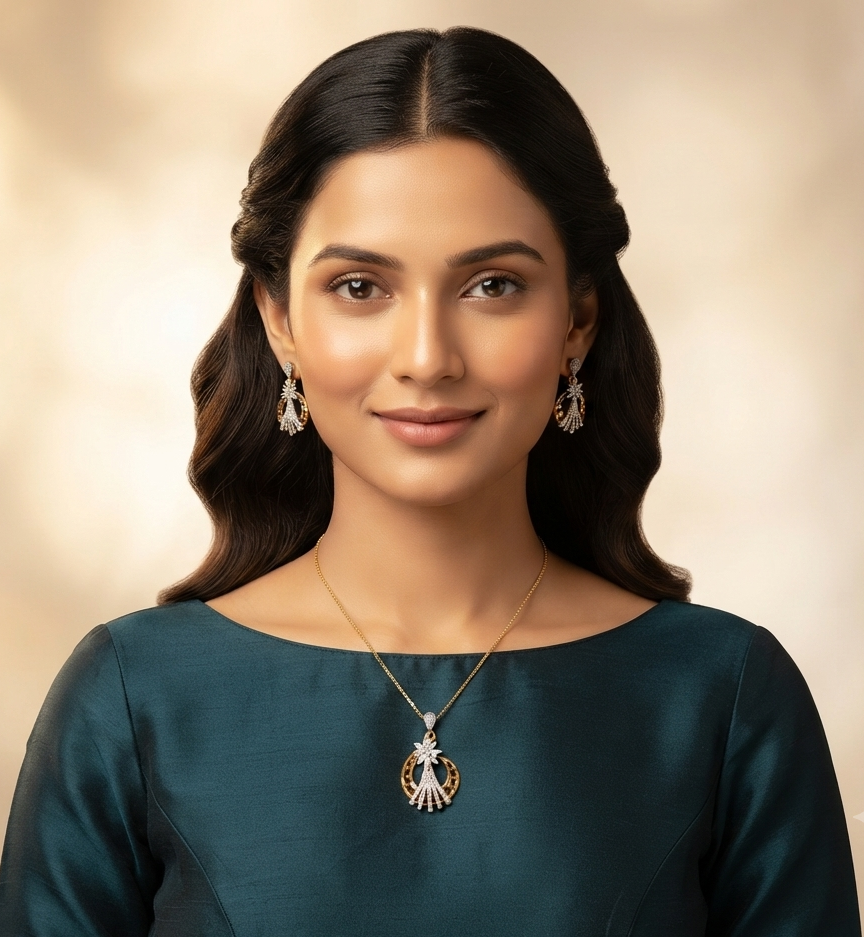 Celestial Bloom Diamond Pendant Set