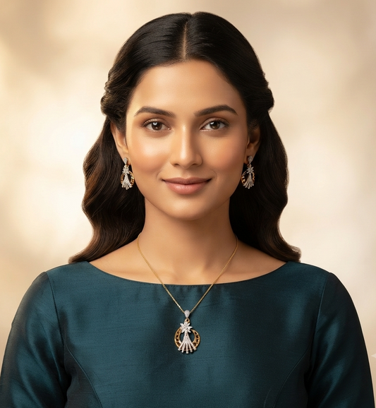 Celestial Bloom Diamond Pendant Set