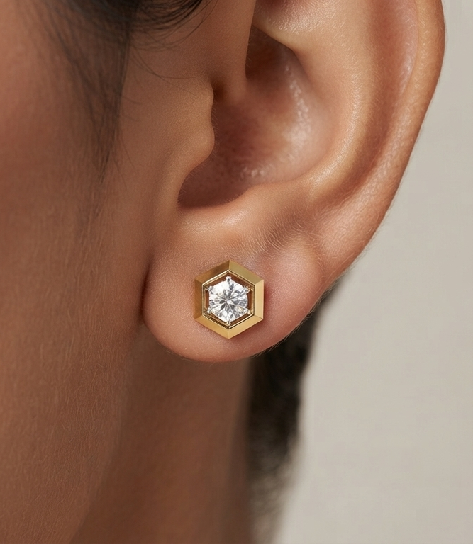 Hexa Brilliance Diamond Stud