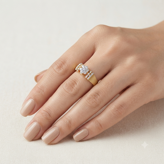 Radiant Blossom Diamond Crown Ring