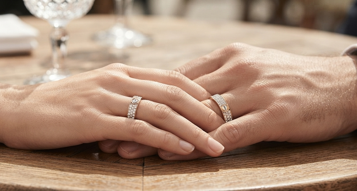 Signature Weave Diamond Couple Ring