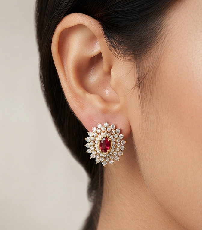 Crimson Ruby Radiance Earring