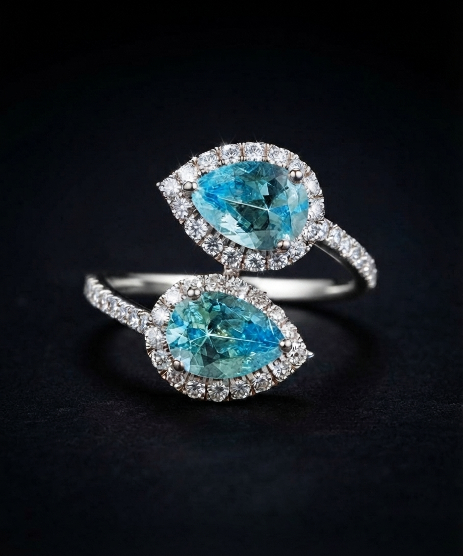 Aquamarine Harmony Diamond Ring
