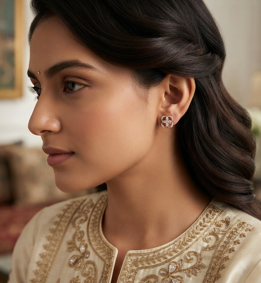 Four-Leaf Glimmer Studs