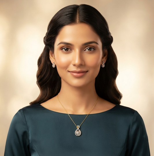 Curved Diamond Pendant Set
