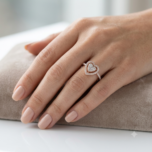 Halo Heart Diamond Ring
