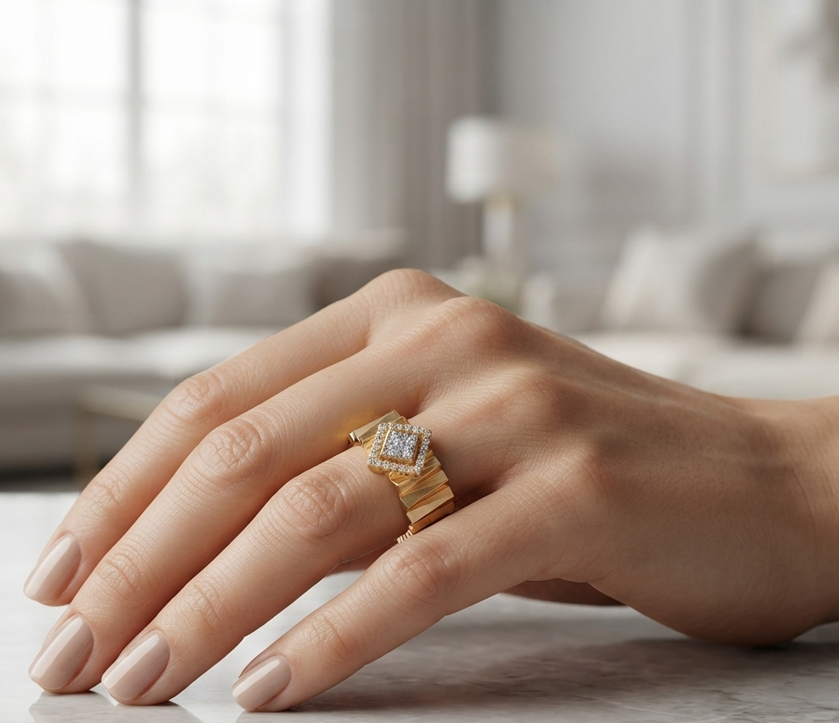 Helical Diamond Ring