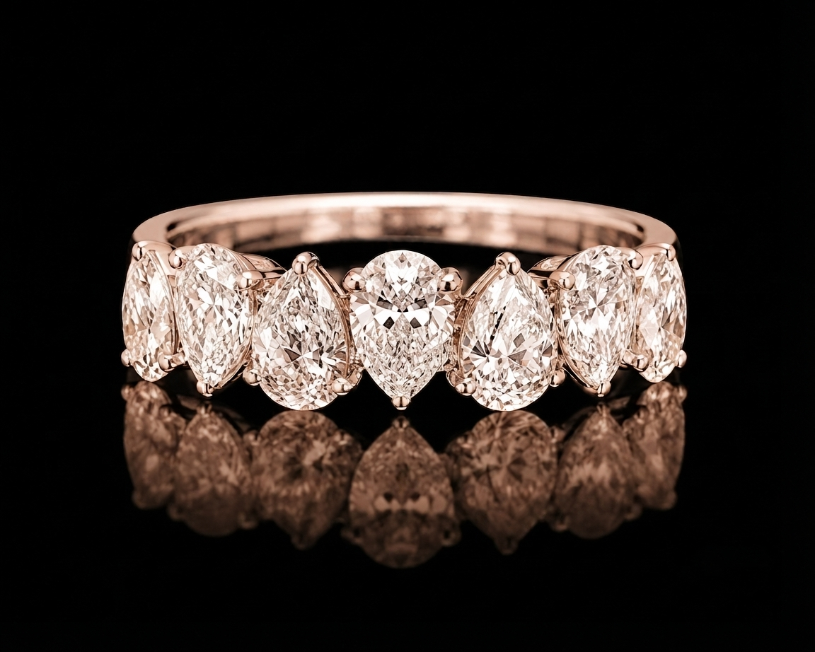 Pear Shape Solitaire Band RIng