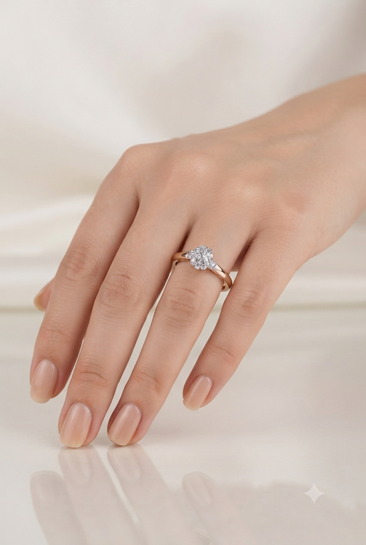 Cluster Diamond Floral Ring