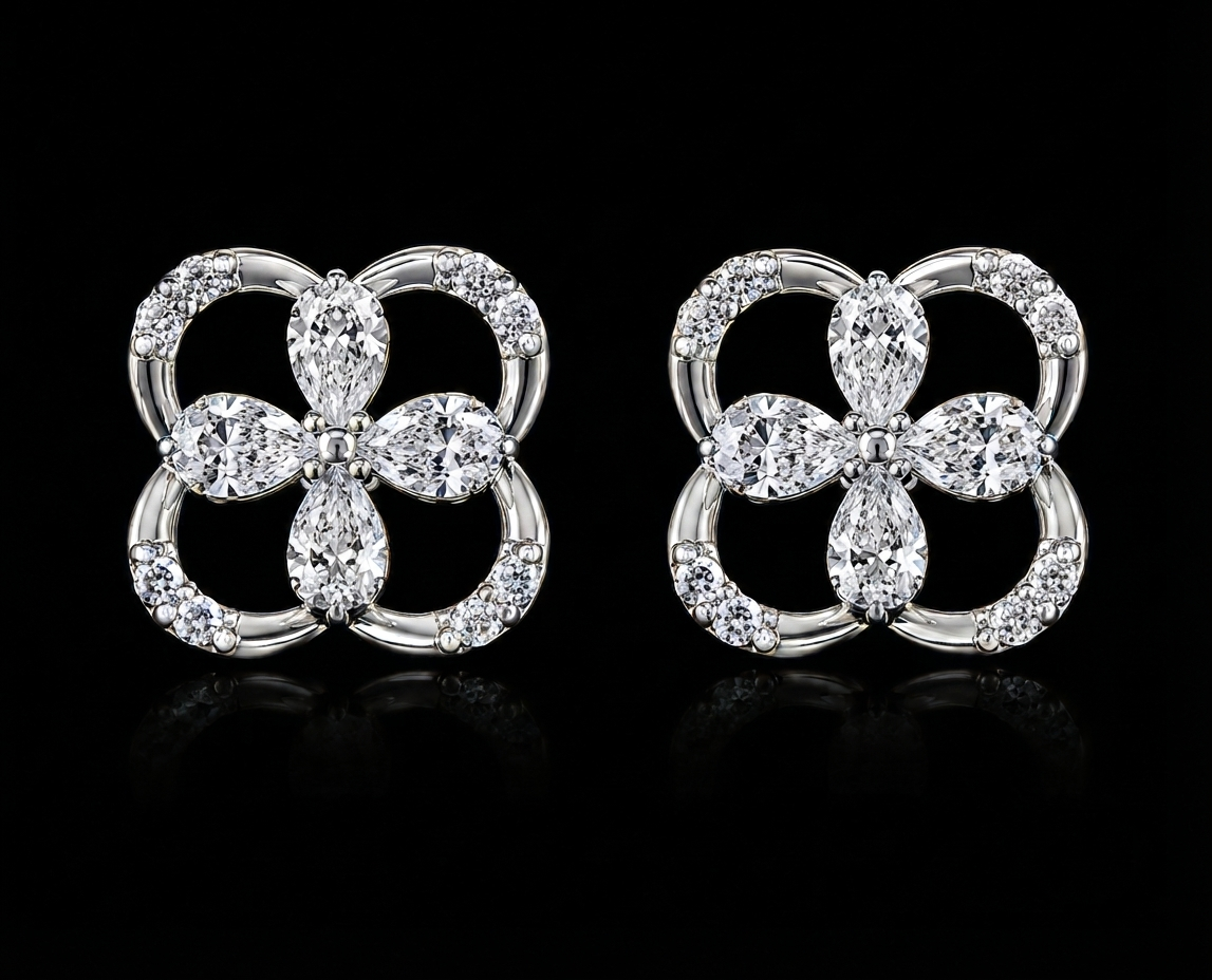 Four-Leaf Glimmer Studs