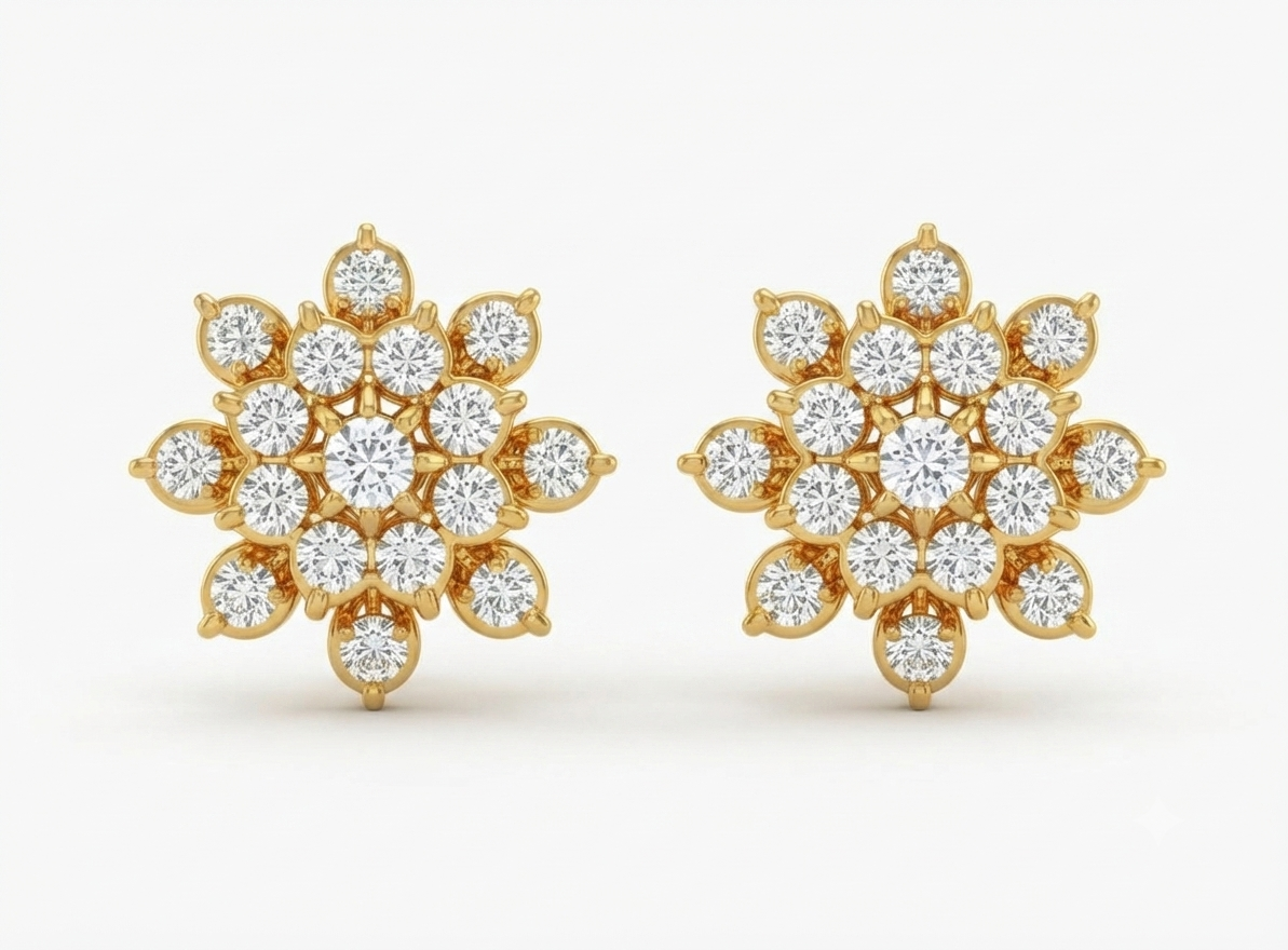Floral Guttusaar Diamond Stud