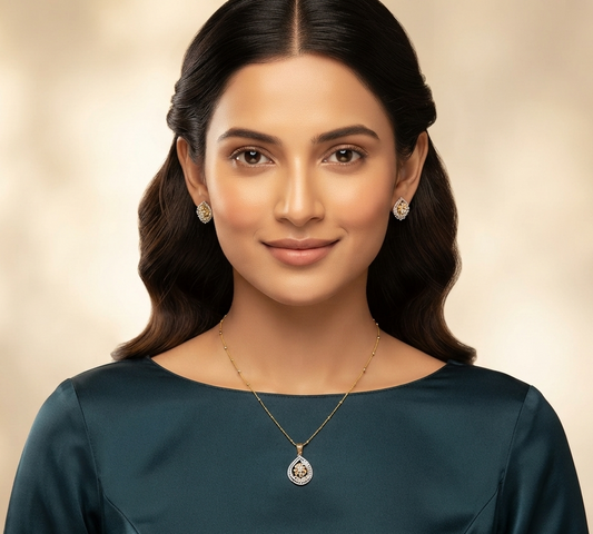 Deco Diamond Pendant Set