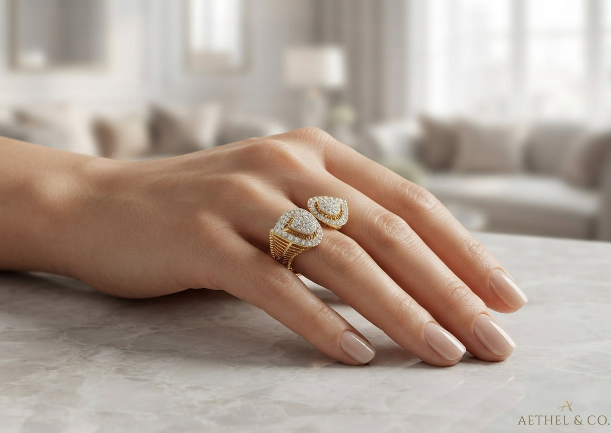 Hollow Motif Diamond Ring