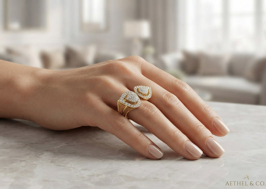 Hollow Motif Diamond Ring