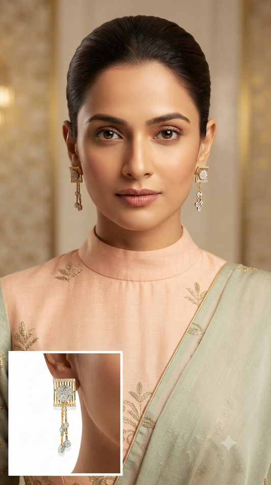 Diamond Glint Drop Earrings