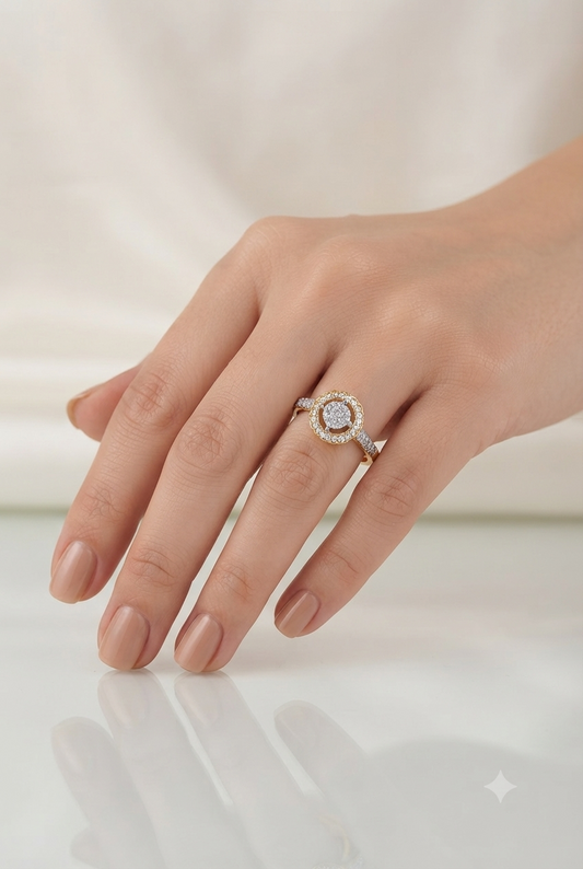 Radiant orbit diamond ring