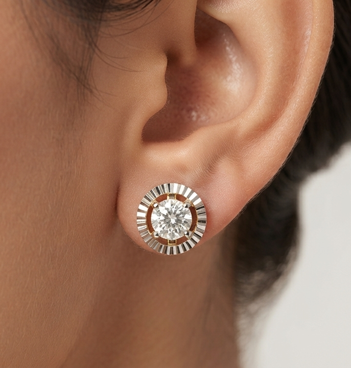 Charming Round Two-Tone Studs