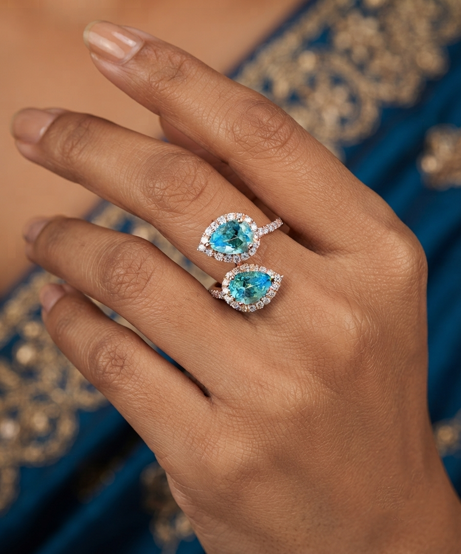 Aquamarine Harmony Diamond Ring