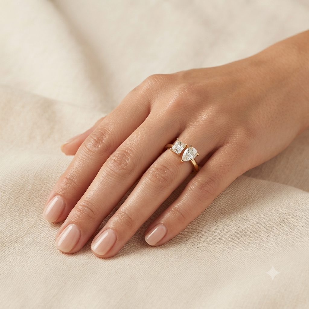 Rose Gold Bypass Diamond Ring