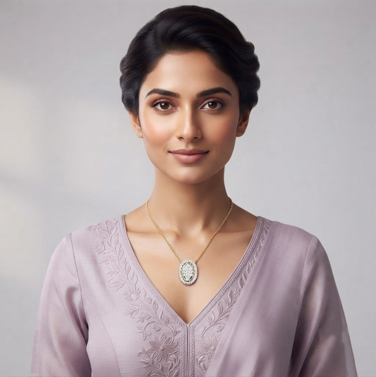 Oval Halo Diamond Pendant