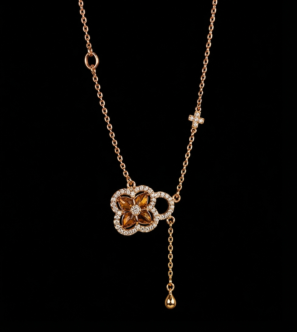 Aurum Clover Droplet Diamond Chain