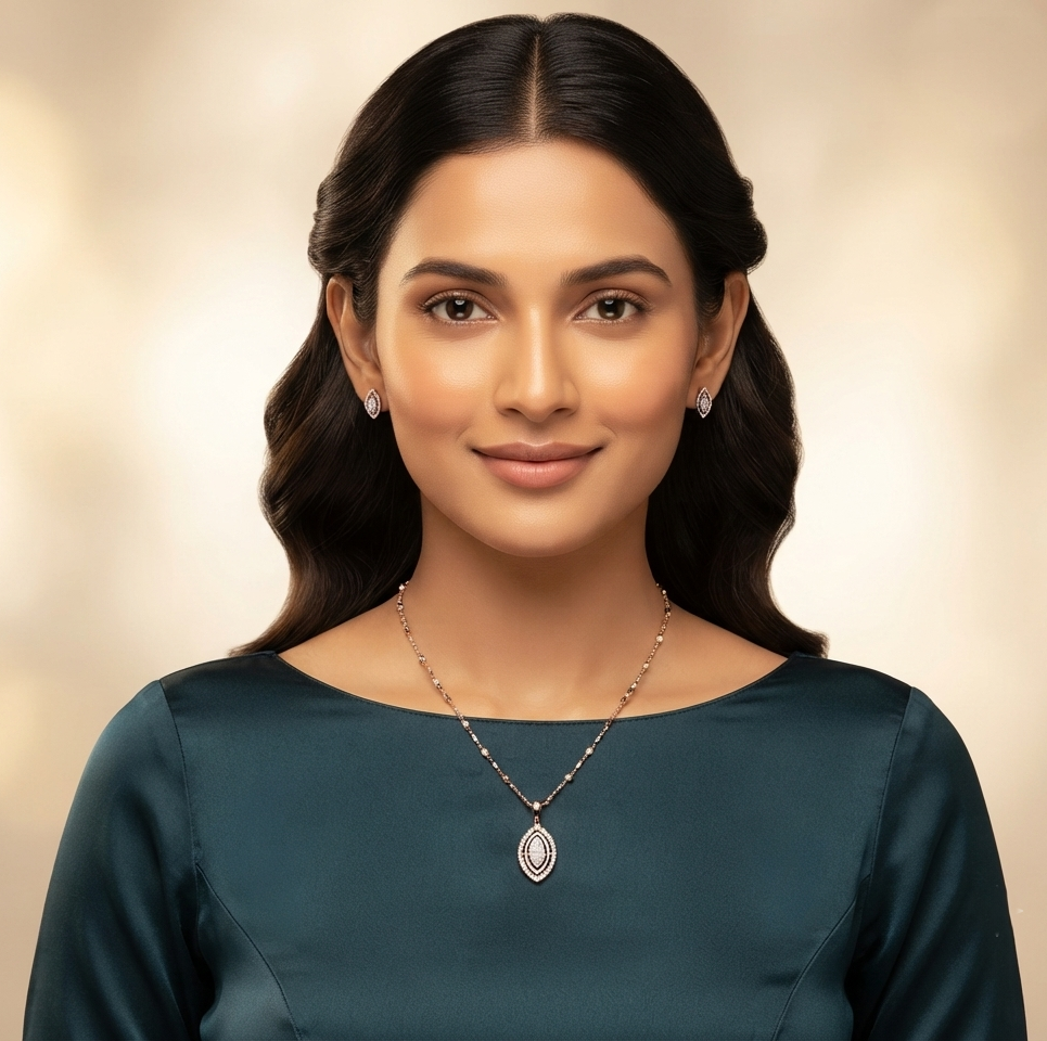 Autumn Leaf Diamond Pendant Set