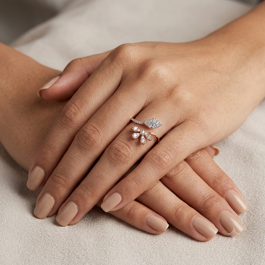 Floral Diamond Open Ring