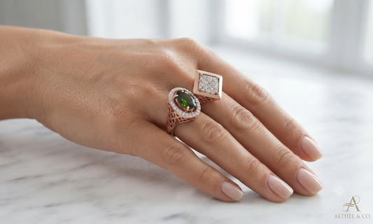 Duo Charm Emerald Diamond Ring
