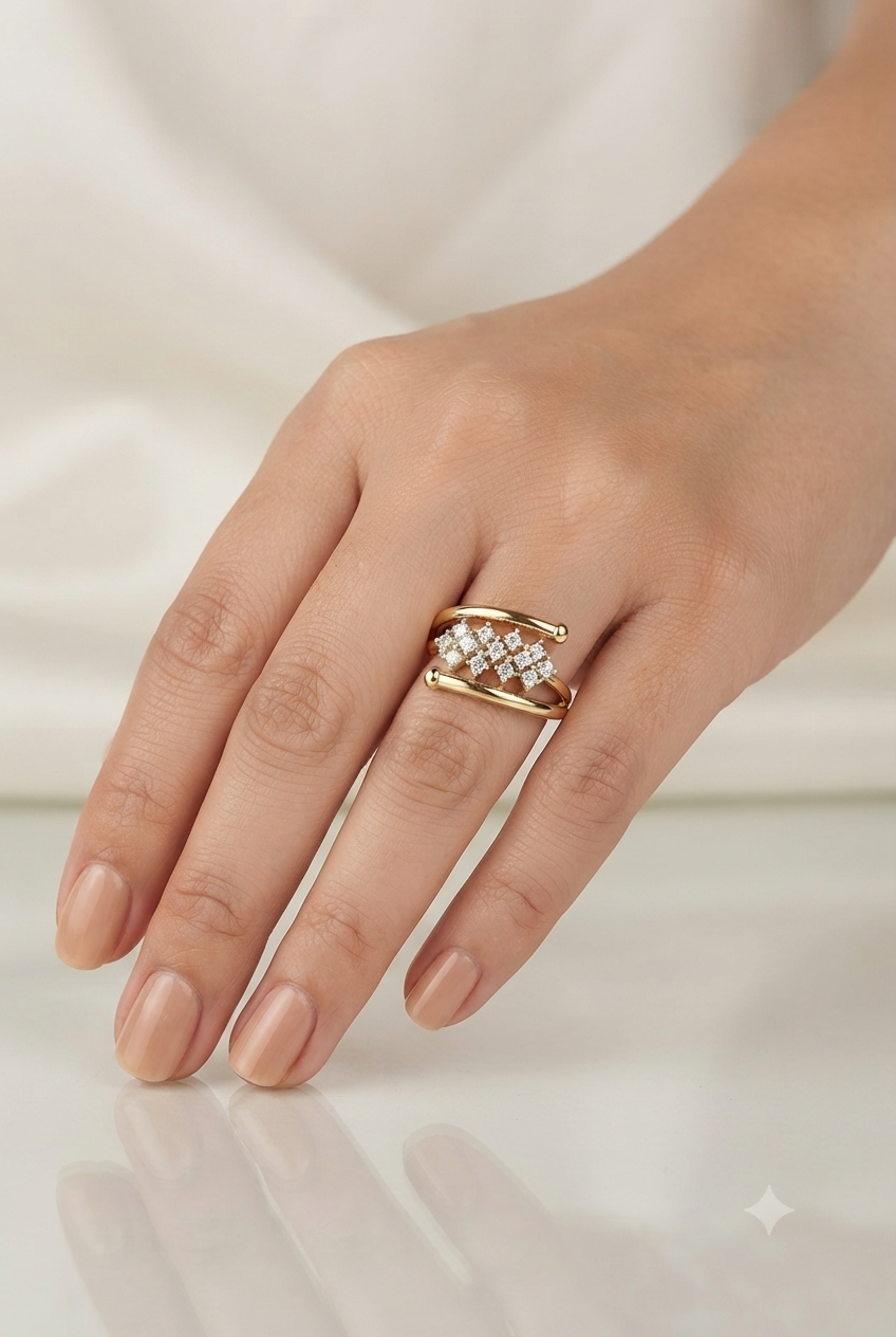 Pipe Pave Diamond Ring
