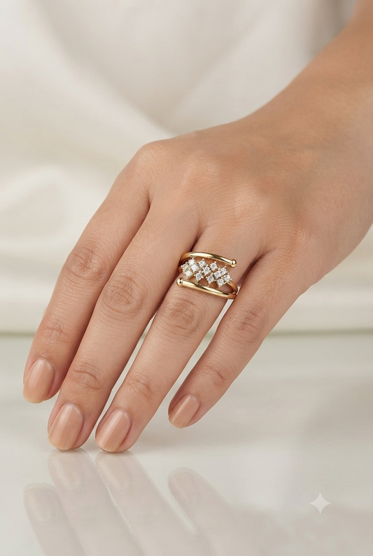 Pipe Pave Diamond Ring
