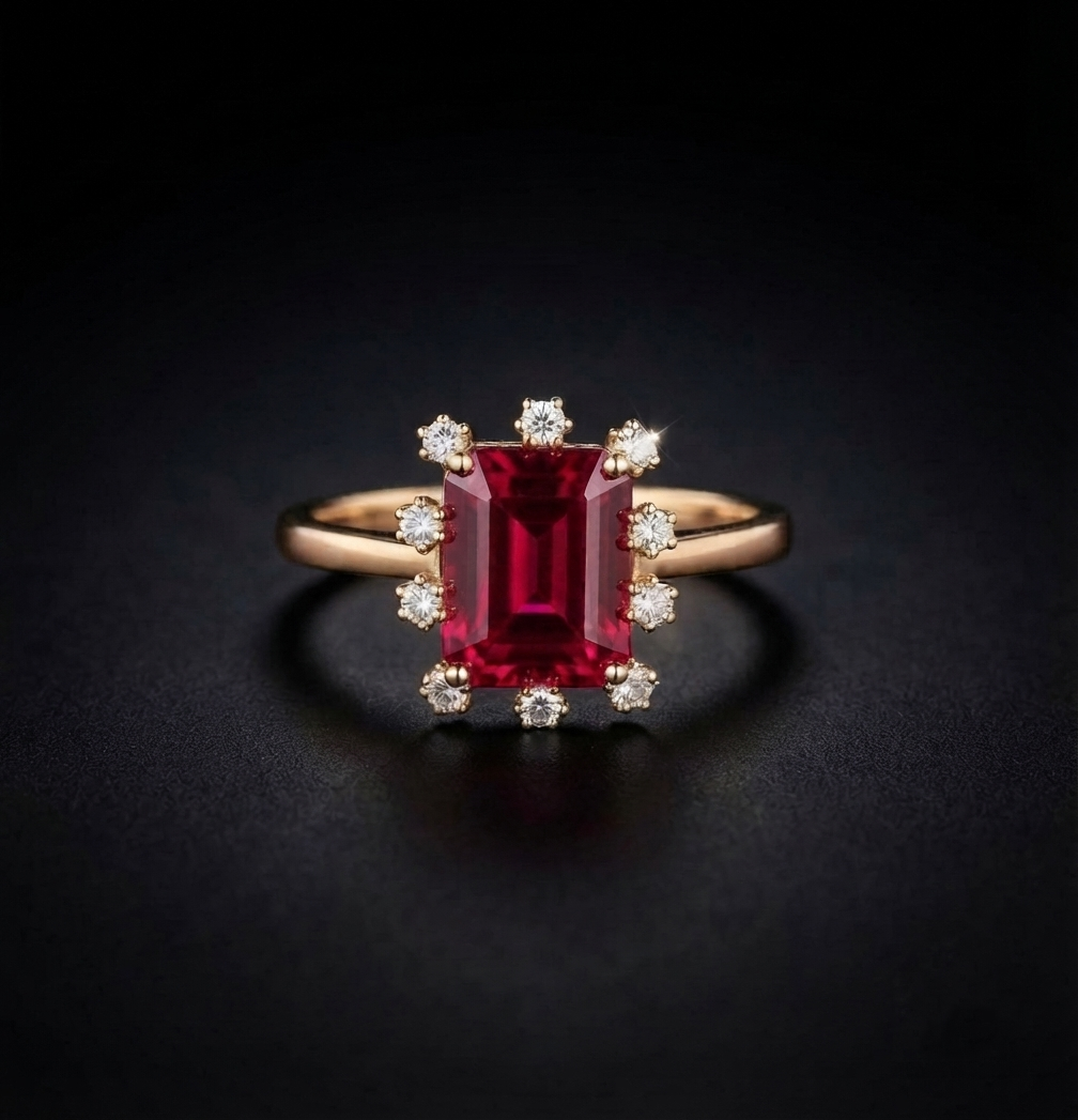 Maharani Halo Ruby Ring