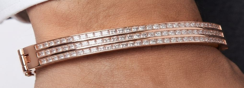 Diamond Three Line Charming Kada