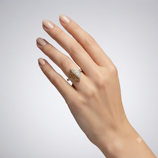 Whispering Leaf Diamond Ring