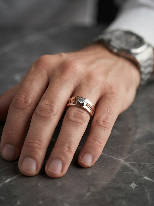 Gold Square Solitaire Ring