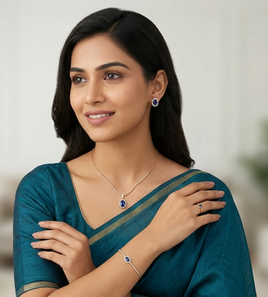 Blue Sapphire Diamond Pendant