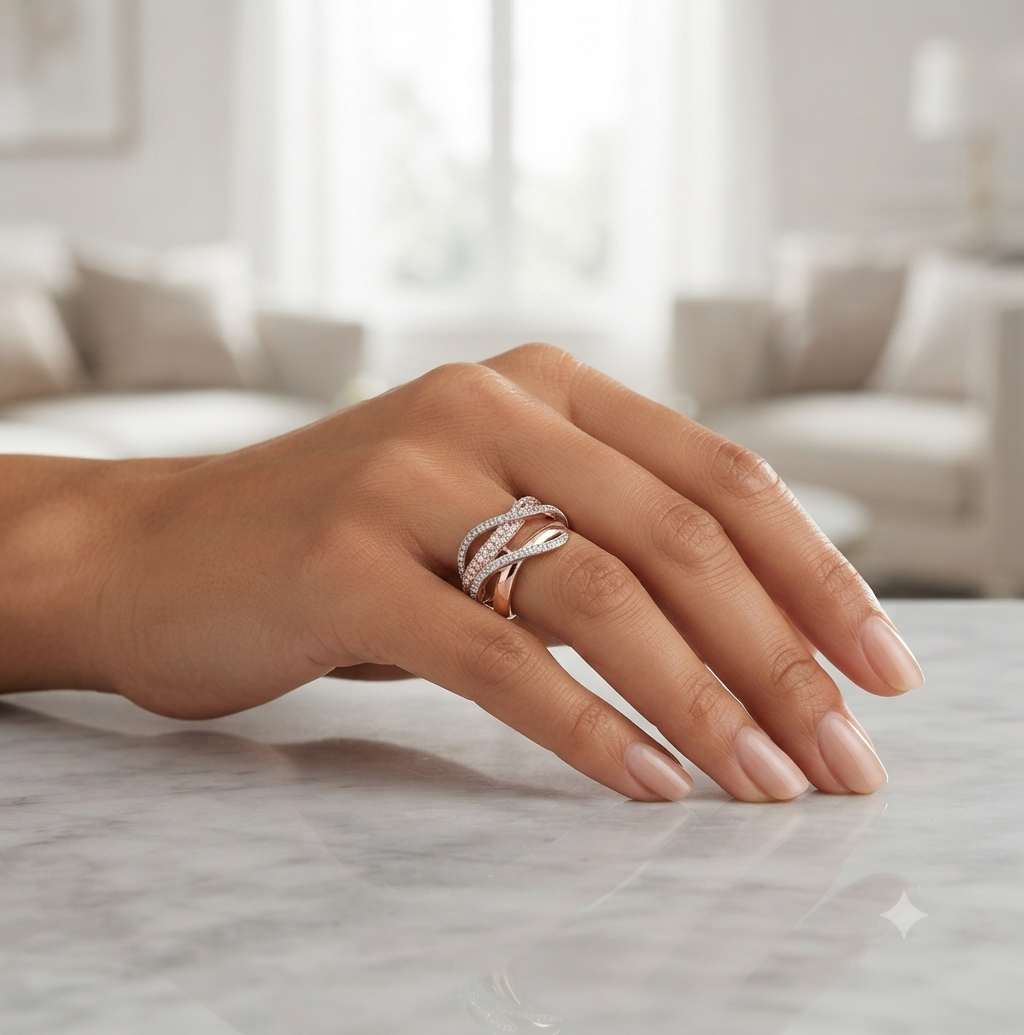 Unique Gold & Diamond Twist Ring