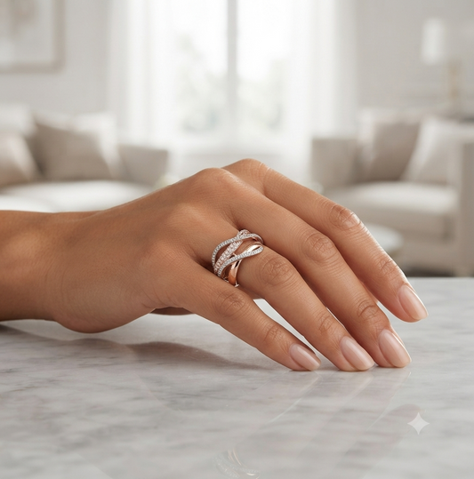 Unique Gold & Diamond Twist Ring