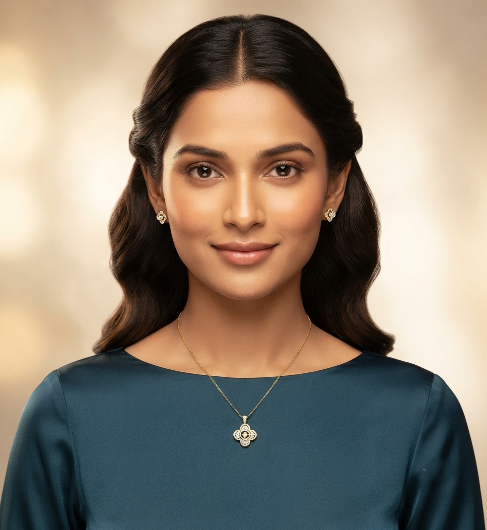 Blossom Round Diamond Pendant Set