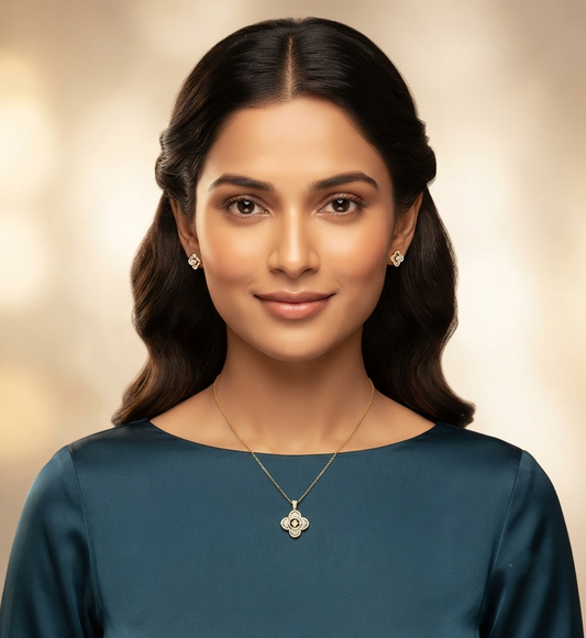 Blossom Round Diamond Pendant Set
