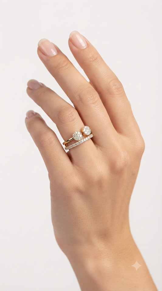 Classic Two Round Open Diamond Ring