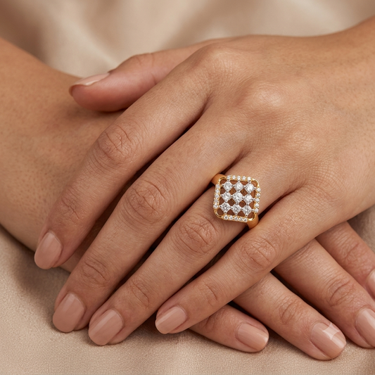 Square Halo Diamond Ring