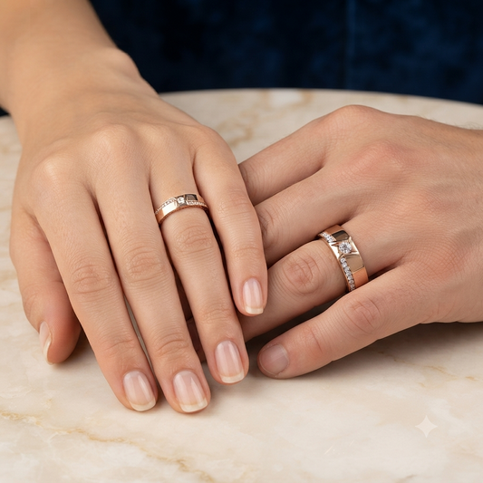 Parallel Love Diamond Couple Rings