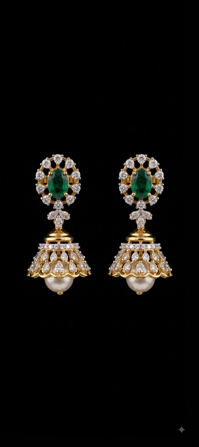 Regal Bloom Diamond Jhumka