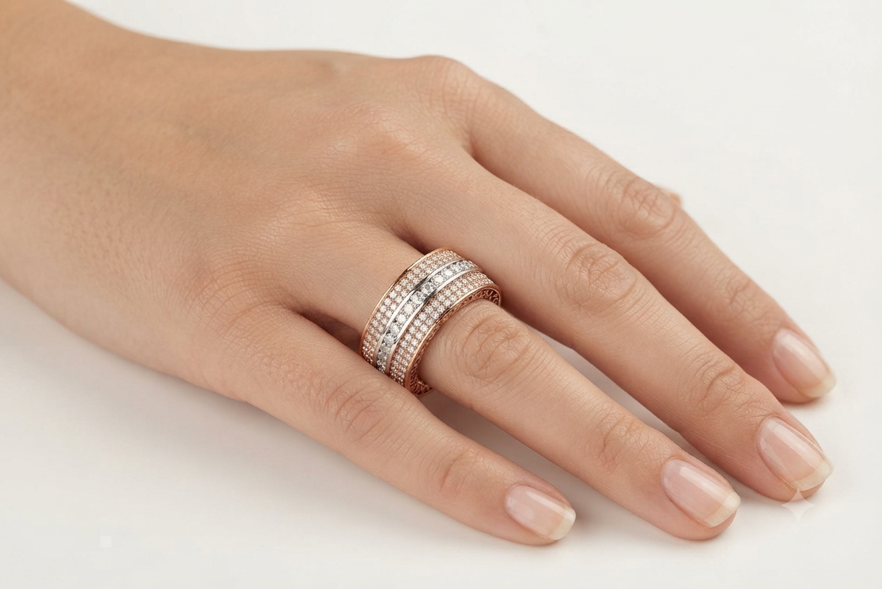 Triple Row Diamond Band