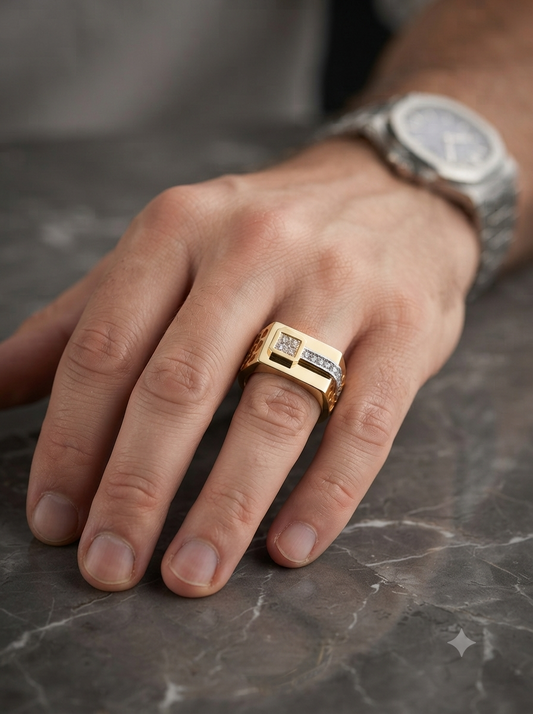 Hexa-Edge Diamond Ring
