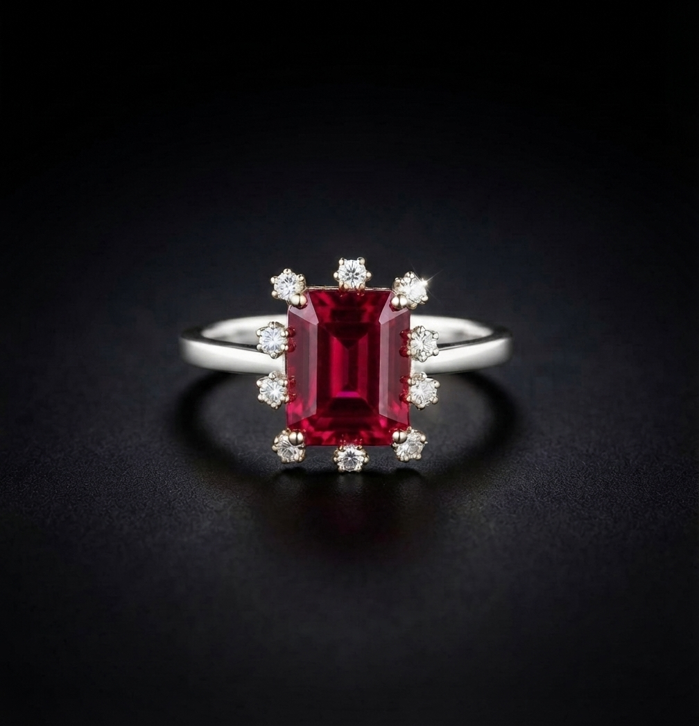 Maharani Halo Ruby Ring