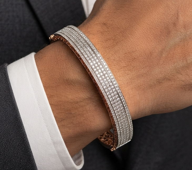 Luxurious Mens Diamond Kada