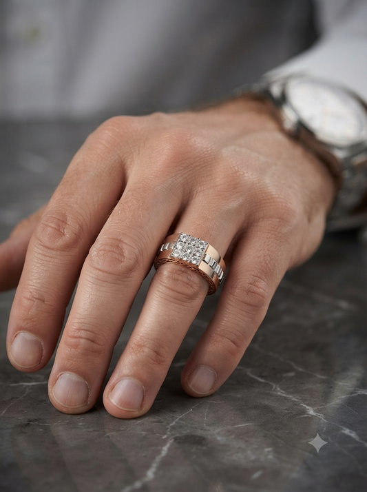Square ridge diamond ring